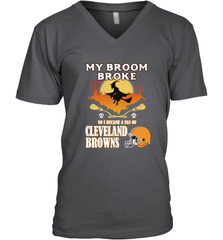 Broom Broke So I Became A Fan of Cleveland Browns  Halloween Costume Men's V-Neck Men's V-Neck - belovedtshirt