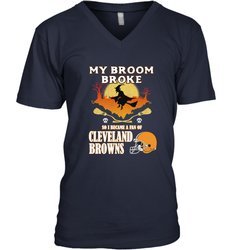 Broom Broke So I Became A Fan of Cleveland Browns  Halloween Costume Men's V-Neck