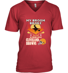 Broom Broke So I Became A Fan of Cleveland Browns  Halloween Costume Men's V-Neck Men's V-Neck - belovedtshirt