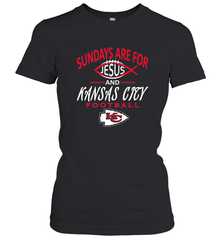 Sundays Are For Jesus and Kansas City Funny Football Women's T-Shirt Women's T-Shirt / Black / XS Women's T-Shirt - belovedtshirt