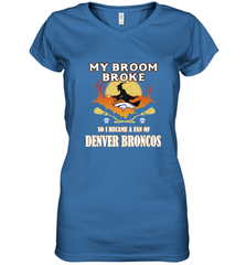 Broom Broke So I Became A Fan of Denver Broncos  NFL Halloween Costume Women's V-Neck T-Shirt Women's V-Neck T-Shirt - belovedtshirt