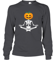 Halloween Yoga Zen Meditation Pumpkin skeleton Gift idea Long Sleeve T-Shirt Long Sleeve T-Shirt - belovedtshirt