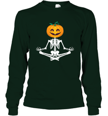 Halloween Yoga Zen Meditation Pumpkin skeleton Gift idea Long Sleeve T-Shirt Long Sleeve T-Shirt - belovedtshirt