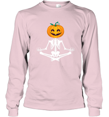 Halloween Yoga Zen Meditation Pumpkin skeleton Gift idea Long Sleeve T-Shirt Long Sleeve T-Shirt - belovedtshirt