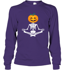 Halloween Yoga Zen Meditation Pumpkin skeleton Gift idea Long Sleeve T-Shirt Long Sleeve T-Shirt - belovedtshirt