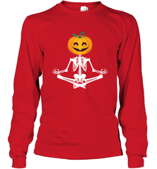 Halloween Yoga Zen Meditation Pumpkin skeleton Gift idea Long Sleeve T-Shirt Long Sleeve T-Shirt - belovedtshirt