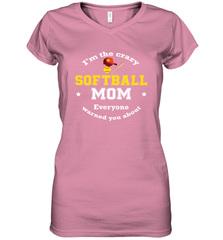 Crazy Softball Mom Women's V-Neck T-Shirt Women's V-Neck T-Shirt - belovedtshirt