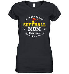 Crazy Softball Mom Women's V-Neck T-Shirt Women's V-Neck T-Shirt - belovedtshirt