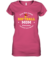Crazy Softball Mom Women's V-Neck T-Shirt Women's V-Neck T-Shirt - belovedtshirt