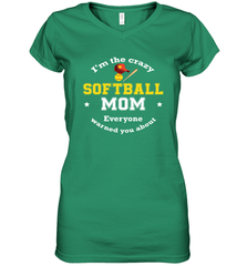Crazy Softball Mom Women's V-Neck T-Shirt Women's V-Neck T-Shirt - belovedtshirt