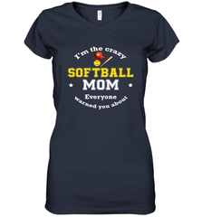 Crazy Softball Mom Women's V-Neck T-Shirt Women's V-Neck T-Shirt - belovedtshirt