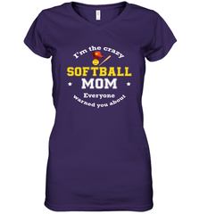 Crazy Softball Mom Women's V-Neck T-Shirt Women's V-Neck T-Shirt - belovedtshirt