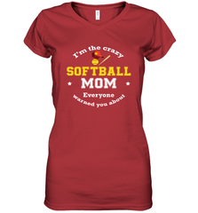 Crazy Softball Mom Women's V-Neck T-Shirt Women's V-Neck T-Shirt - belovedtshirt