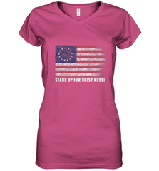 Patriotic 1776 Tee Respect the Flag Stand up for Betsy Ross Women's V-Neck T-Shirt Women's V-Neck T-Shirt - belovedtshirt