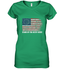 Patriotic 1776 Tee Respect the Flag Stand up for Betsy Ross Women's V-Neck T-Shirt Women's V-Neck T-Shirt - belovedtshirt