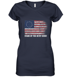 Patriotic 1776 Tee Respect the Flag Stand up for Betsy Ross Women's V-Neck T-Shirt