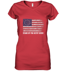 Patriotic 1776 Tee Respect the Flag Stand up for Betsy Ross Women's V-Neck T-Shirt Women's V-Neck T-Shirt - belovedtshirt