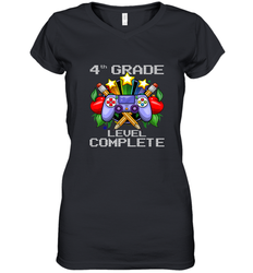 4th Grade Level Complete Back To School Gift Boys Girls Women's V-Neck T-Shirt
