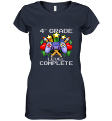 4th Grade Level Complete Back To School Gift Boys Girls Women's V-Neck T-Shirt