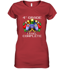 4th Grade Level Complete Back To School Gift Boys Girls Women's V-Neck T-Shirt Women's V-Neck T-Shirt - belovedtshirt