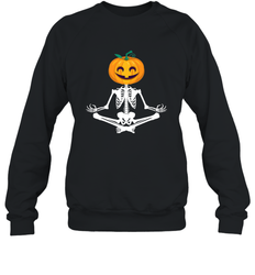 Halloween Yoga Zen Meditation Pumpkin skeleton Gift idea Crewneck Sweatshirt