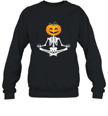 Halloween Yoga Zen Meditation Pumpkin skeleton Gift idea Crewneck Sweatshirt Crewneck Sweatshirt - belovedtshirt