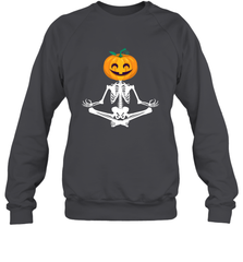Halloween Yoga Zen Meditation Pumpkin skeleton Gift idea Crewneck Sweatshirt Crewneck Sweatshirt - belovedtshirt