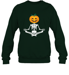 Halloween Yoga Zen Meditation Pumpkin skeleton Gift idea Crewneck Sweatshirt Crewneck Sweatshirt - belovedtshirt