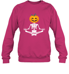 Halloween Yoga Zen Meditation Pumpkin skeleton Gift idea Crewneck Sweatshirt Crewneck Sweatshirt - belovedtshirt