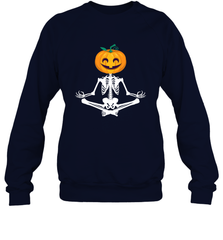 Halloween Yoga Zen Meditation Pumpkin skeleton Gift idea Crewneck Sweatshirt Crewneck Sweatshirt - belovedtshirt
