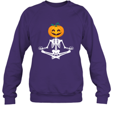 Halloween Yoga Zen Meditation Pumpkin skeleton Gift idea Crewneck Sweatshirt Crewneck Sweatshirt - belovedtshirt