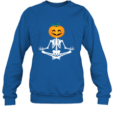 Halloween Yoga Zen Meditation Pumpkin skeleton Gift idea Crewneck Sweatshirt Crewneck Sweatshirt - belovedtshirt