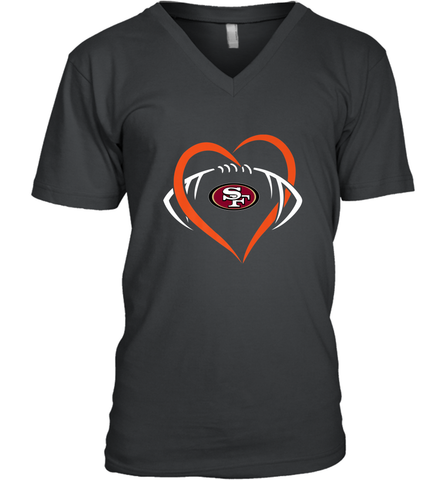 NFL San Francisco Heart Love Football Men's V-Neck Men's V-Neck / Black / S Men's V-Neck - belovedtshirt