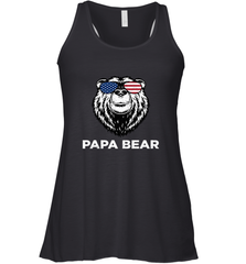 4th of July Papa Bear American Flag Glasses Patriotic Women's Racerback Tank Apparel - belovedtshirt