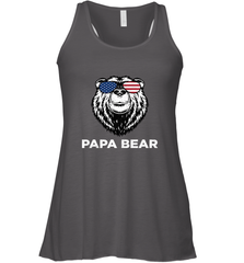 4th of July Papa Bear American Flag Glasses Patriotic Women's Racerback Tank Apparel - belovedtshirt