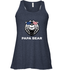 4th of July Papa Bear American Flag Glasses Patriotic Women's Racerback Tank Apparel - belovedtshirt