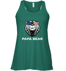 4th of July Papa Bear American Flag Glasses Patriotic Women's Racerback Tank Apparel - belovedtshirt