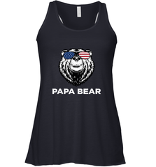 4th of July Papa Bear American Flag Glasses Patriotic Women's Racerback Tank Apparel - belovedtshirt
