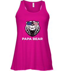 4th of July Papa Bear American Flag Glasses Patriotic Women's Racerback Tank Apparel - belovedtshirt