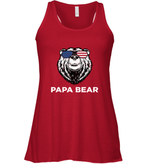 4th of July Papa Bear American Flag Glasses Patriotic Women's Racerback Tank Apparel - belovedtshirt