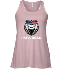 4th of July Papa Bear American Flag Glasses Patriotic Women's Racerback Tank Apparel - belovedtshirt