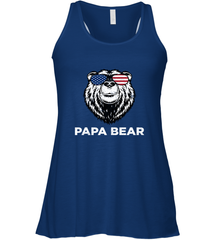 4th of July Papa Bear American Flag Glasses Patriotic Women's Racerback Tank Apparel - belovedtshirt