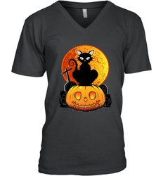 Happy Halloween Spooky Pumpkins Black Cat For Women Men's V-Neck
