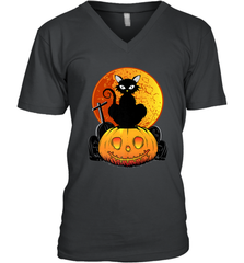 Happy Halloween Spooky Pumpkins Black Cat For Women Men's V-Neck Men's V-Neck - belovedtshirt