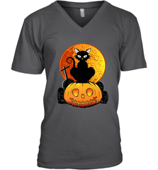 Happy Halloween Spooky Pumpkins Black Cat For Women Men's V-Neck Men's V-Neck - belovedtshirt