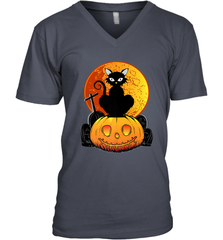 Happy Halloween Spooky Pumpkins Black Cat For Women Men's V-Neck Men's V-Neck - belovedtshirt