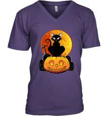 Happy Halloween Spooky Pumpkins Black Cat For Women Men's V-Neck Men's V-Neck - belovedtshirt
