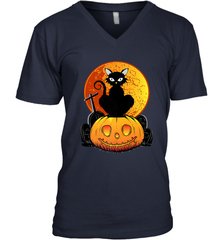 Happy Halloween Spooky Pumpkins Black Cat For Women Men's V-Neck Men's V-Neck - belovedtshirt