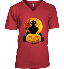 Happy Halloween Spooky Pumpkins Black Cat For Women Men's V-Neck Men's V-Neck - belovedtshirt