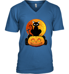 Happy Halloween Spooky Pumpkins Black Cat For Women Men's V-Neck Men's V-Neck - belovedtshirt